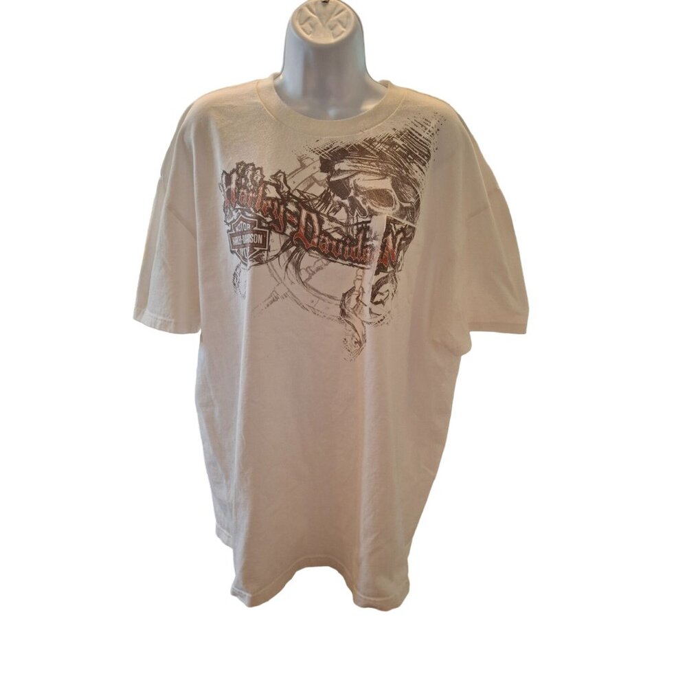 Harley-Davidson Mens 2XL Graphic TShirt White Skull Adamec Jacksonville FL Biker